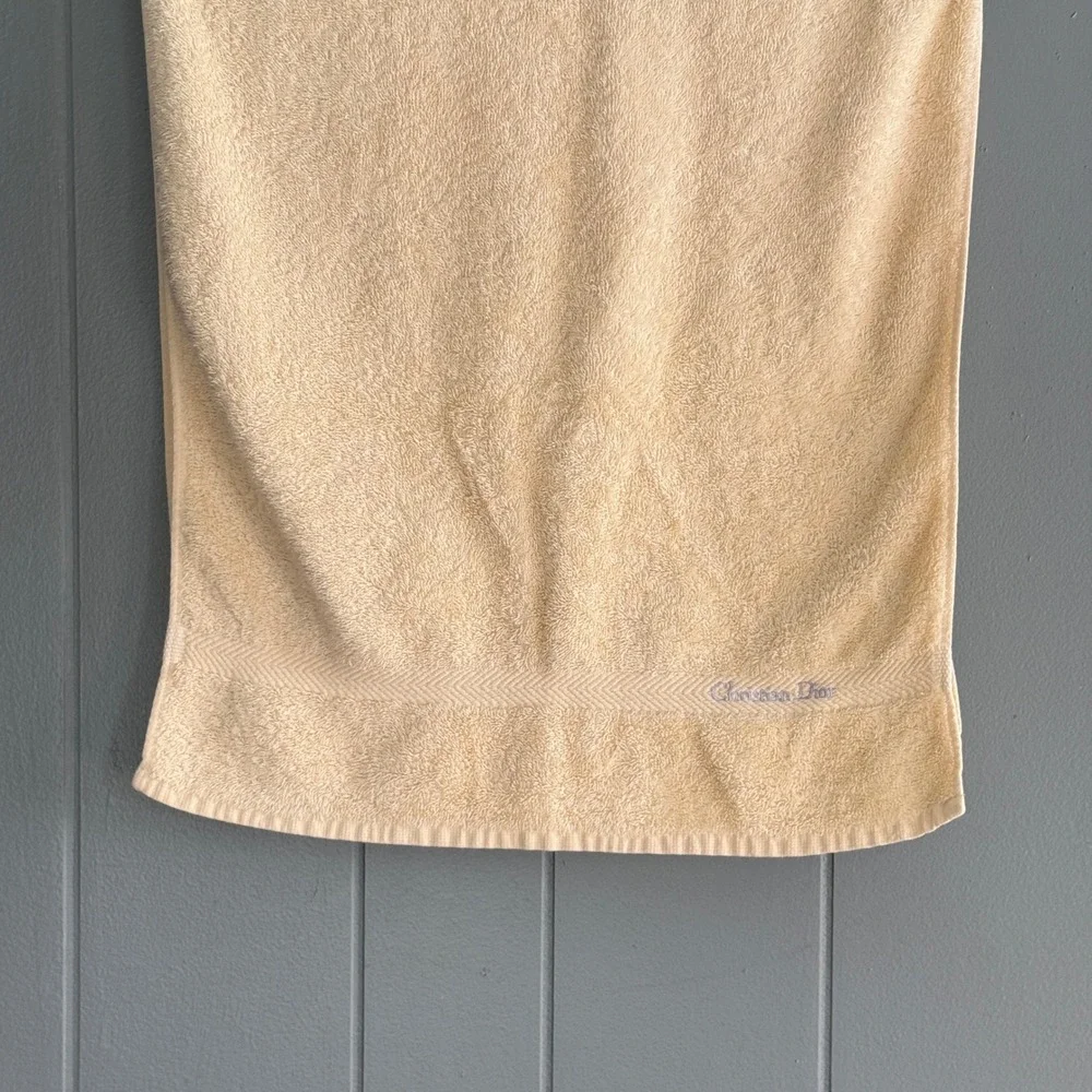 Vtg Christian Dior Linge de Maison Guest Towel‎ Set 2 Buttercream Yellow Cotton